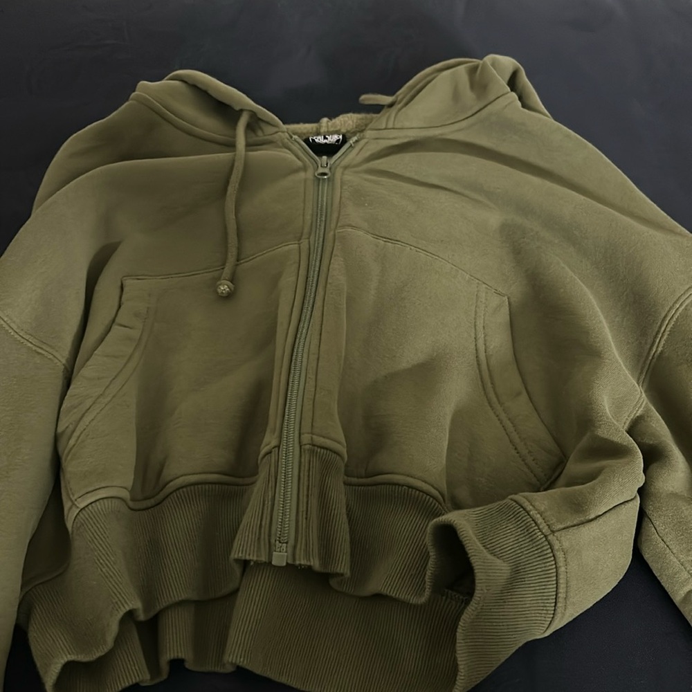 Pacsun Olive Green Cropped Sweatshirt